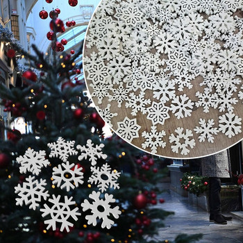 Διακοσμητικά χειροτεχνίας χειροτεχνίας DIY Scrapbooking για Χριστουγεννιάτικη Χριστουγεννιάτικη διακόσμηση πάρτι στολίδια Ξύλινη νιφάδα χιονιού
