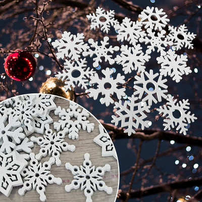 Διακοσμητικά χειροτεχνίας χειροτεχνίας DIY Scrapbooking για Χριστουγεννιάτικη Χριστουγεννιάτικη διακόσμηση πάρτι στολίδια Ξύλινη νιφάδα χιονιού