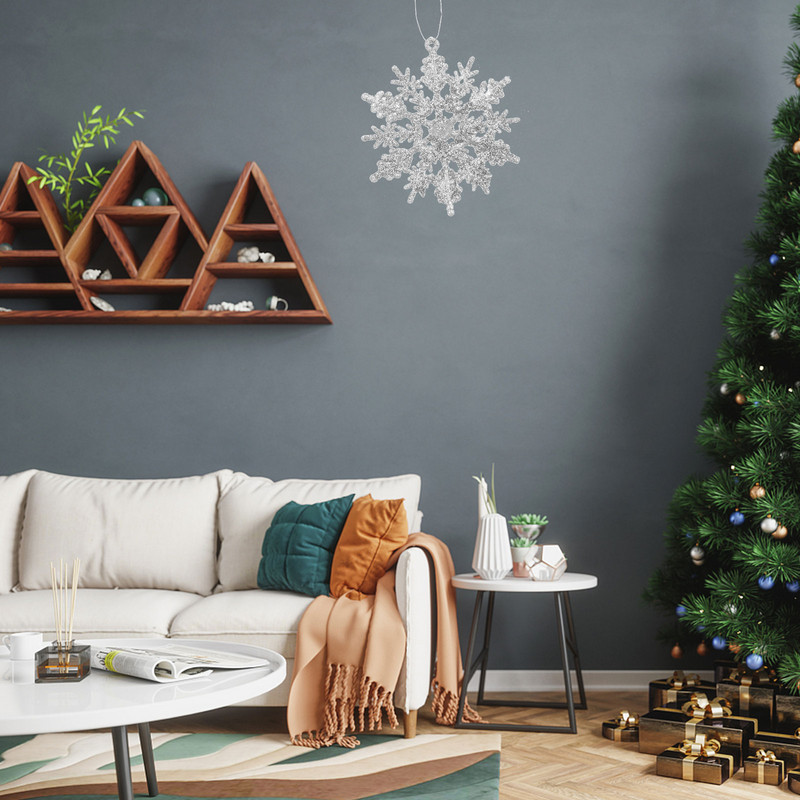 Χριστουγεννιάτικη νιφάδα χιονιού Διακοσμητικά στολίδια Κρεμαστό Νιφάδες χιονιού Διακόσμηση Κρεμαστά ασημένια προμήθειες για πάρτι κολλάει πανό