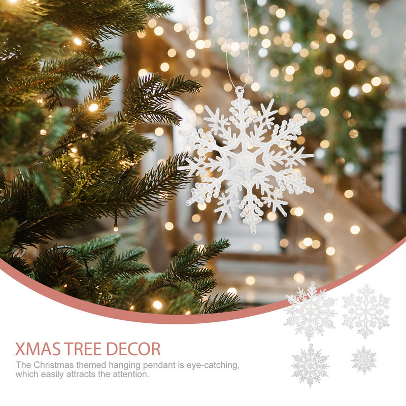 Χριστουγεννιάτικη νιφάδα χιονιού Διακοσμητικά στολίδια Κρεμαστό Νιφάδες χιονιού Διακόσμηση Κρεμαστά ασημένια προμήθειες για πάρτι κολλάει πανό