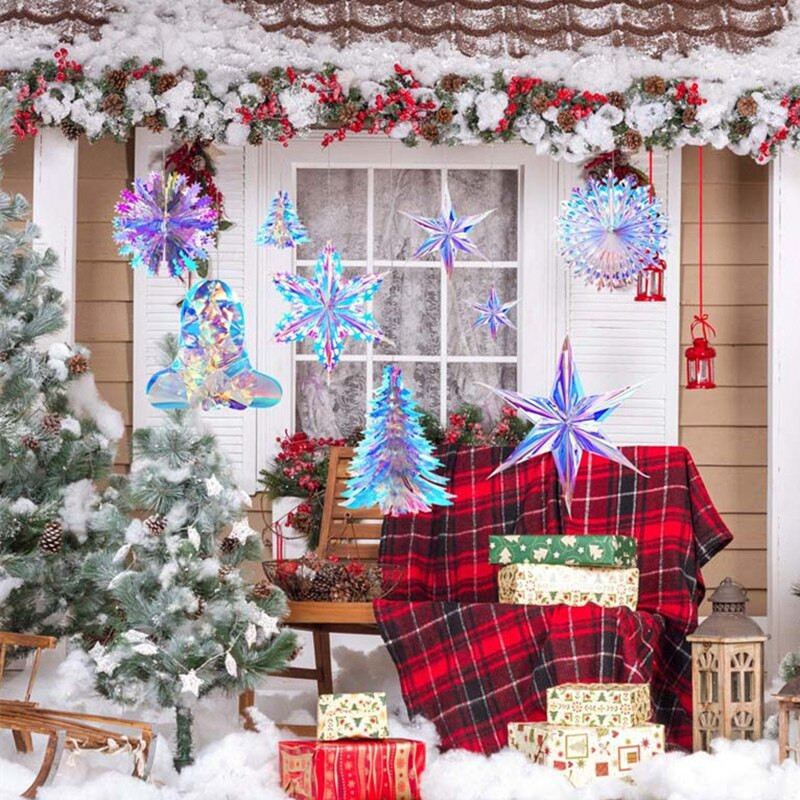 3D dirbtinės snaigės Girliandos Žiemos šaldytos vakarėlio dekoracijos Kalėdinės dekoracijos namams 2022 Navidad Ornaments Tree Netikras sniegas