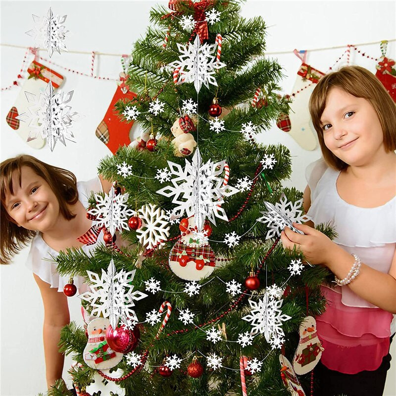 Τρισδιάστατες τεχνητές νιφάδες χιονιού χαρτί γιρλάντα Winter Wonderland Frozen Birthday Party Decor Χριστουγεννιάτικη διακόσμηση για το σπίτι Navidad Snow