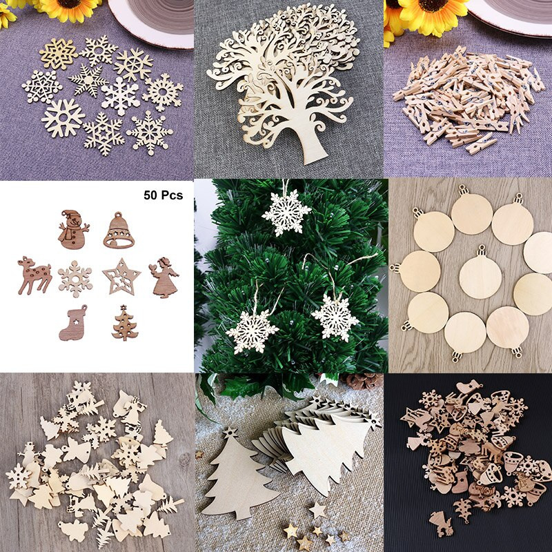 Χριστουγεννιάτικα Ξύλινα Snowflake Cutoutcrafts Ξύλο Ετικέτες Δώρο Κοψίματα δέντρου Glitter Ημιτελή Διακόσμηση Στολίδια Diy Kit Στολίδι