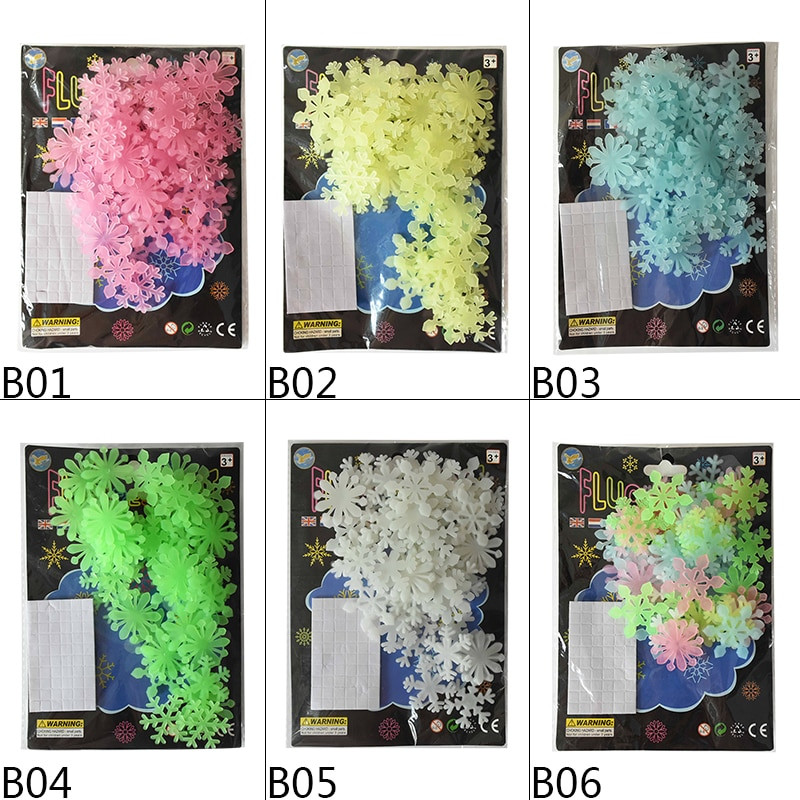 50 kom božićna svjetleća pahulja zidna naljepnica koja svijetli u mraku fluorescentna pahuljica za dom Nova godina Božićna zabava zidna naljepnica