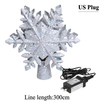 OurWarm Decor pentru brad de Crăciun iluminat cu proiector alb cu fulgi de nea Decoratiuni de Crăciun iluminate cu sclipici 3D rotative pentru brad