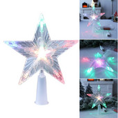 Τρισδιάστατο φωτεινό αστέρι LED με διαφανές πεντάκτινο χριστουγεννιάτικο δέντρο Κορυφή διακόσμηση Χριστουγεννιάτικο δέντρο