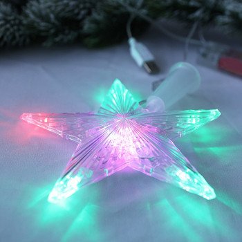 3D светеща звезда с пет лъча LED прозрачна звезда с пет лъча Коледна елха Топ Декорация Орнамент Коледна елха Toppers