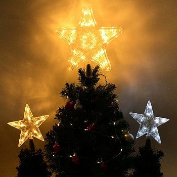 1 бр. 18/24 см Led Коледна елха Топ звездни светлини Петлъчева звезда Светещи орнаменти за коледно дърво Navidad Новогодишно парти Декор Подаръци