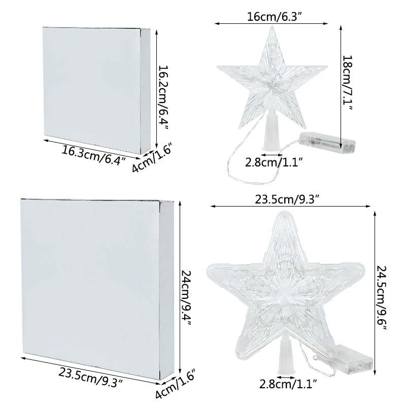 1 kom 18/24 cm LED svjetla na vrhu božićnog drvca Zvijezda petokraka svjetleći ukrasi za božićno drvce Navidad Pokloni za novogodišnju zabavu