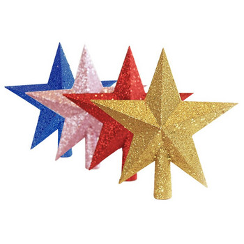 Звезда от върха на коледната елха Блестяща златна звезда Звезда от върха на коледната елха 3D петолъчка звезда висулка Орнамент Коледни орнаменти Горна част