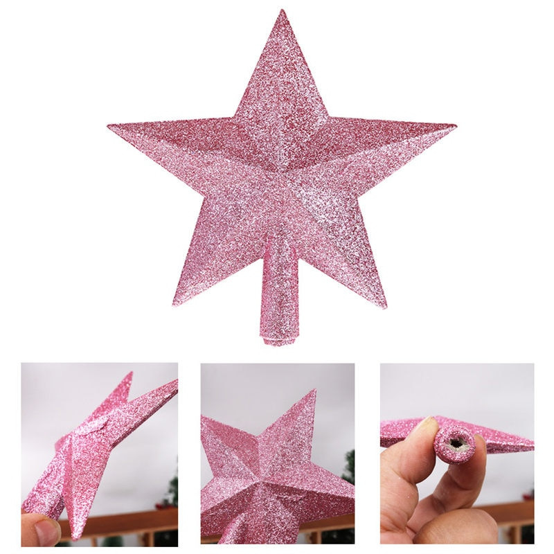 Коледна елха Горна звезда 15/20 см Коледни орнаменти Блестящ златен прах Петлъчева звезда Новогодишни орнаменти Коледни орнаменти