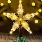 Pom de Crăciun de 20 cm Lumină de sus cu LED Steaua strălucitoare Lumină strălucitoare Pentagramă Pom de Crăciun Ornament de Anul Nou Decor pentru casă Navidad