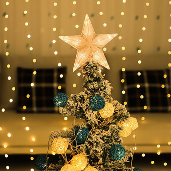 20 см горна лампа за коледно дърво, светодиодна светеща звезда, искряща светлина, пентаграма, орнамент за коледно дърво, новогодишен домашен декор Navidad