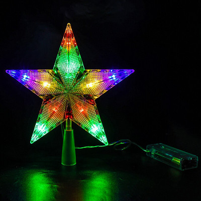 Pom de Crăciun de 20 cm Lumină de sus cu LED Steaua strălucitoare Lumină strălucitoare Pentagramă Pom de Crăciun Ornament de Anul Nou Decor pentru casă Navidad