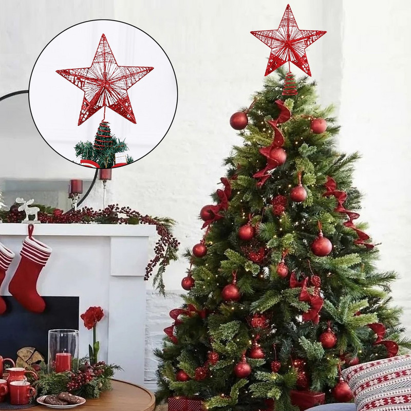 Svjetlucavi vrh božićnog drvca Ukrasi od petokrake zvijezde Božićno drvce Češer za bor Pentagram ukras Dekor Navidad Nova godina kod kuće