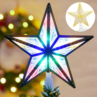 Χριστουγεννιάτικο δέντρο LED Top Star Light Μπαταρία με τροφοδοσία Λαμπερό Πεντάκτινο Αστέρι Χριστουγεννιάτικο Δέντρο Διακόσμηση πάρτι για το σπίτι για το νέο έτος