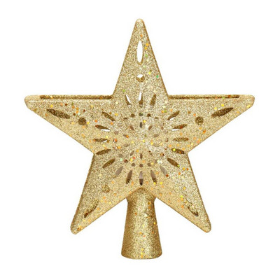 Kalėdų eglutės viršūnėlė 3D tuščiavidurė putojanti žvaigždė su LED besisukančiomis snaigių projektoriaus lemputėmis Kalėdų vakarėliui namų „Navidad“ dekoravimui