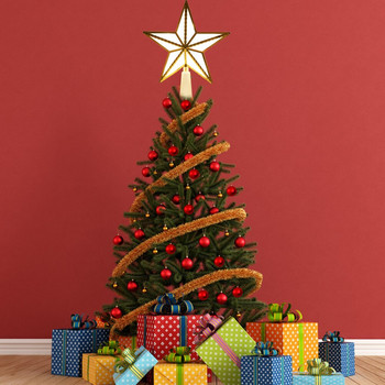 Коледна елха Петлъчева звезда LED Фея Светлина Коледно дърво Topper Светеща лампа Начало Новогодишна декорация Подарък