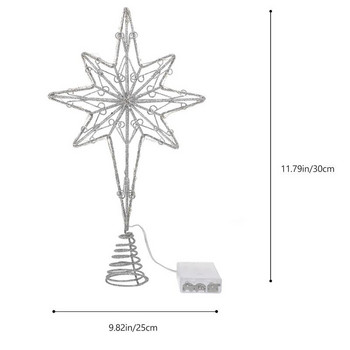 Коледно дърво Topper Звездни декорации Светлинен блясък Tree Topper Star Iron Craft Christmas Tree Top Lamp Коледно дърво Topper