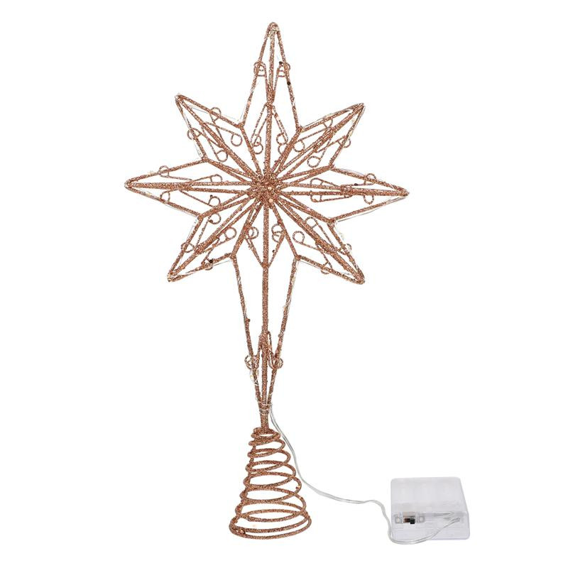 Božićno drvce Topper Star Decorations Svjetlo svjetlucavo Tree Topper Star Iron Craft Christmas Tree Top Lamp Božićno drvce Topper