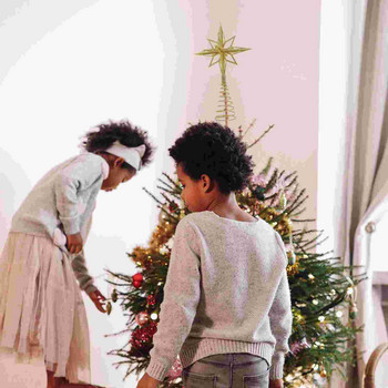 Δέντρο Topper Χριστουγεννιάτικο Αστέρι Ασημένιο Διακόσμηση Κοίλη Δέντρο Στολισμός Φεστιβάλ Διακοσμήσεις Κορδέλα