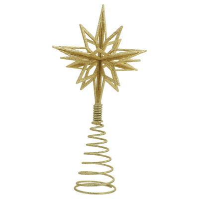 Tree Topper Božićna zvijezda Srebrni dekor Šuplji ukras krošnje drvca Festivalski ukrasi Vrpca