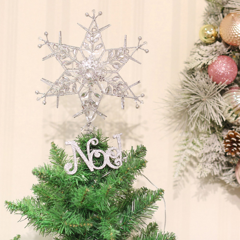 Valery Madelyn Snowflake Christmas Tree Toppers Decorations Metalna božićna zvijezda za božićno drvce s 10 LED lampica Božićni ukras 2023.