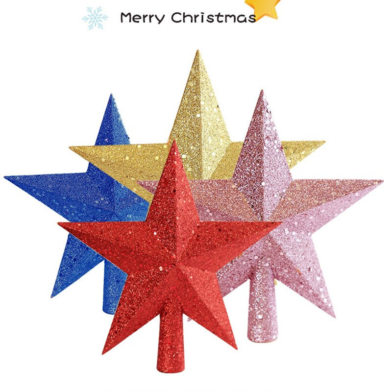 Nou decor de Crăciun de 10/15/20 cm Pom de Crăciun Steaua de sus Steaua cu cinci colțuri Ornament pentru brad de Crăciun Pandantiv Decor de petrecere creativ