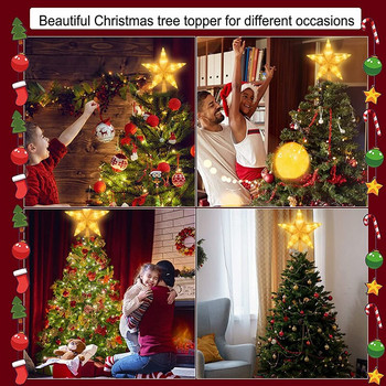 Коледна елха Топ Звезда LED светлина Лампа Висулка Коледна украса Домашни орнаменти за коледно дърво 2023 Нова година Декор Navidad Noel