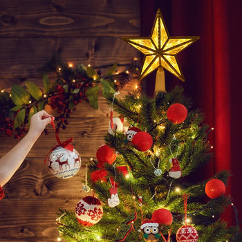 Коледна елха Топ Звезда LED светлина Лампа Висулка Коледна украса Домашни орнаменти за коледно дърво 2023 Нова година Декор Navidad Noel