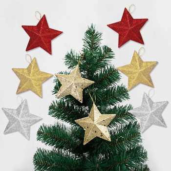 Весела коледна елха Декорации Малки златни звезди Коледна елха Висяща висулка Коледна горна звезда Пентаграма със златен прах