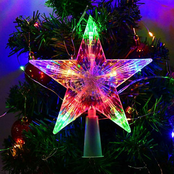 Коледна елха LED Top Star Topper Коледна елха Орнаменти LED звездна светлина за дома Коледа Нова година Парти Декор Navidad Подаръци Noel