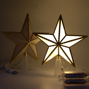 Φωτάκια LED Πρωτοχρονιάτικο Διακόσμηση Χριστουγεννιάτικου Δέντρου Κορυφή Πεντάκτινο Φωτιστικό Αστέρι LED Διακοσμητικά Χριστουγεννιάτικων Δέντρων Στολίδια Λαμπερό Φωτιστικό Αστέρι