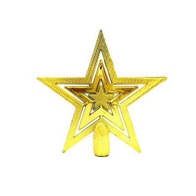 Декорации за коледни елхи с много размери Златна стружка Червена горна част за коледна елха Пластмасови звездни топери Честита Нова Година Декор