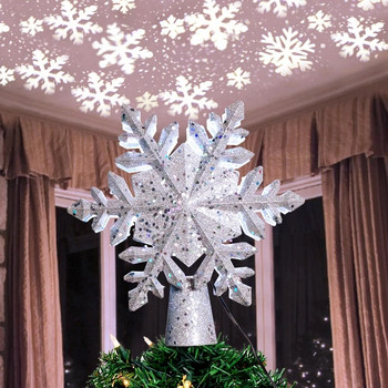 Χριστουγεννιάτικο δέντρο με ρυθμιζόμενο προβολέα Snowflake Star Περιστρεφόμενο 3D Glitter Fairy Lights LED Χριστουγεννιάτικη διακόσμηση για το νέο έτος
