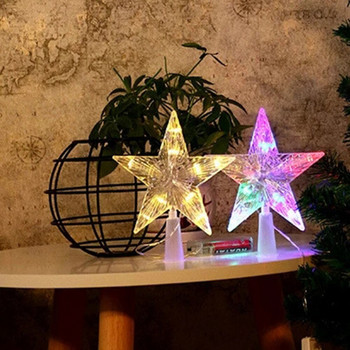 Коледна елха Светеща звезда от пластмаса Нов и висококачествен триизмерен топъл цвят Коледна украса с петолъчна звезда