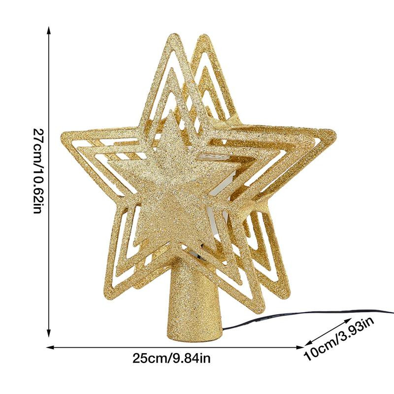 1 vnt. Žvaigždės formos Kalėdų eglutės antgalis su LED projekciniais žibintais Kalėdų eglutės papuošimais žiemos šventės vakarėlio reikmenims