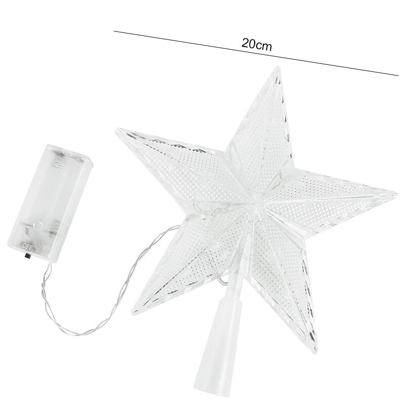 Коледна елха Петлъчева звезда LED лампа Fairy Topper Светеща лампа Захранвана от батерии Домашна коледна новогодишна декорация Подарък