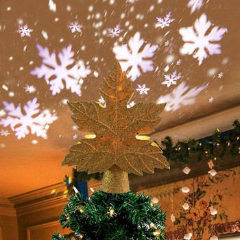 Коледна елха с форма на листа Проектор Златен сребърен коледен декор за дома Орнаменти за коледно дърво Честита Нова Година Подаръци