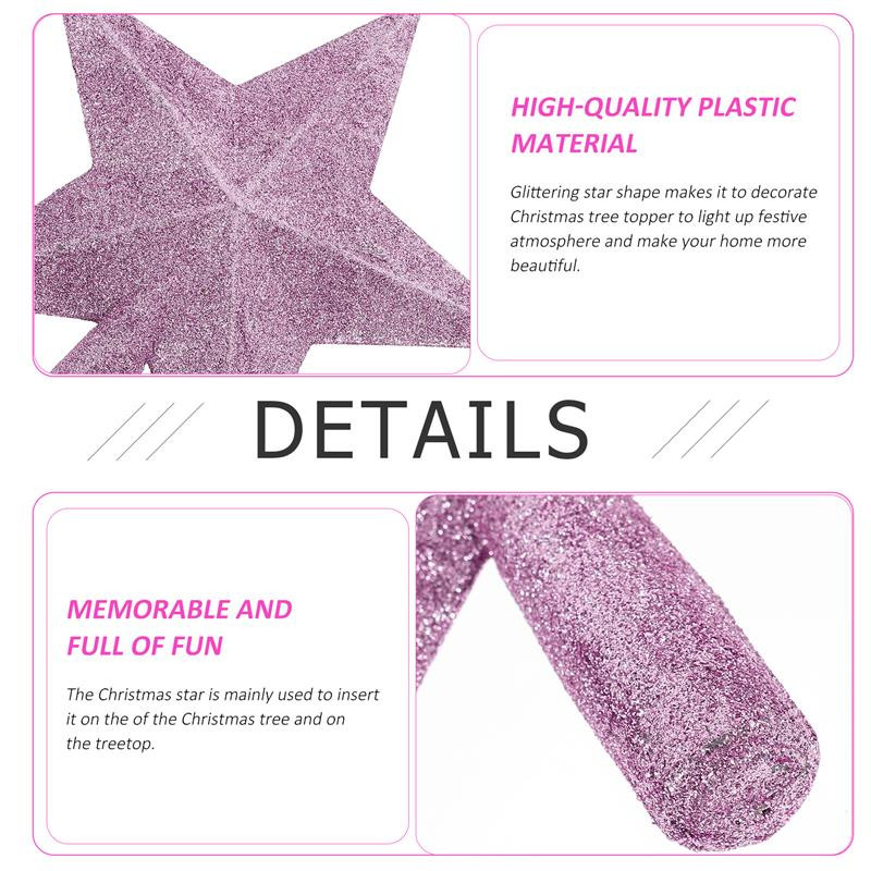 20 cm jõulupuu kaunistus, piserdatud roosa jõulupuu ladvatäht jõulupuu sädelev täht, sädelev jõulupuu ladvik