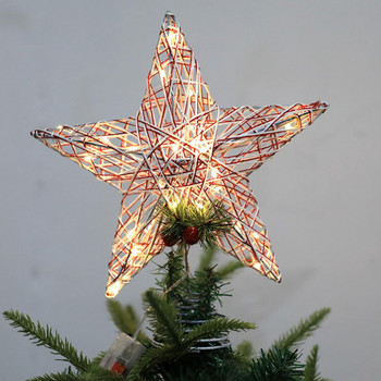Издръжлива добра светеща празнична фотографска подставка за звезда на върха на дървото Красива звезда на върха на коледната елха Захранвана от батерия за домакинството