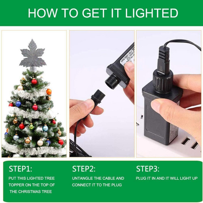 LED kalėdinės eglutės viršutinė žvaigždė projekcinė lempa Lapo formos projekcinės lempos pakabukas Kalėdų eglutei