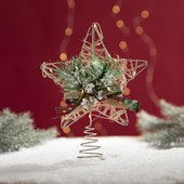 Prekrasna svjetlucava zvijezda na vrhu božićnog drvca Delikatna dekoracija vrha drvca Božićni ukrasi Zvijezda za zabavu