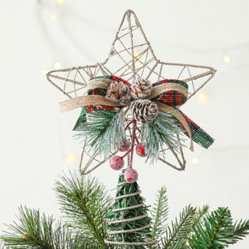 Красива коледна елха Блестяща звезда Деликатна декорация на върха на елха Коледна украса Звезда за парти