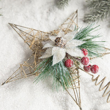 Όμορφο χριστουγεννιάτικο δέντρο με γκλίτερ αστέρι ντελικάτα διακόσμηση δέντρου πάνω από δέντρο Χριστουγεννιάτικα στολίδια αστέρι για πάρτι