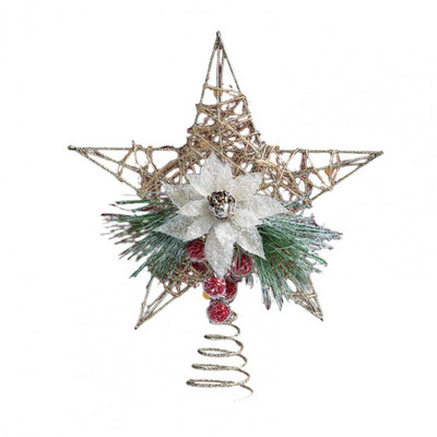 Prekrasna svjetlucava zvijezda na vrhu božićnog drvca Delikatna dekoracija vrha drvca Božićni ukrasi Zvijezda za zabavu