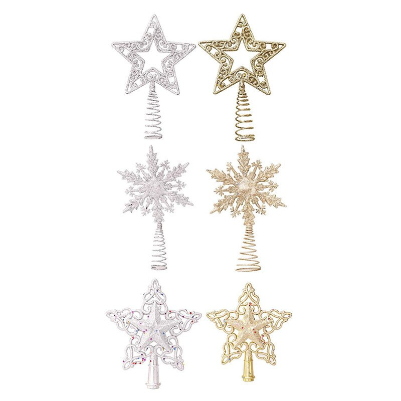 Gornji ukras božićnog drvca Svjetlucava zlatna srebrna zvijezda Božićno drvce Ukrasi pahuljica Dekoracija doma Novogodišnji božićni ukrasni dodaci