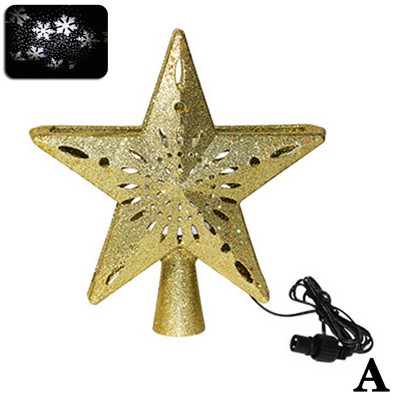 3D Glitter Star Kalėdų eglutės antgalis su įtaisytu ornamentu eglutei besisukantis snaigės projektorius Led Decor Home Christmas T9p3