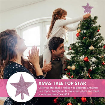 Διακοσμητικό χριστουγεννιάτικο δέντρο 20 εκ. Πασπαλισμένο ροζ χριστουγεννιάτικο δέντρο Top Star Χριστουγεννιάτικο Δέντρο Sparkle Star Glittering Xmas Tree Topper