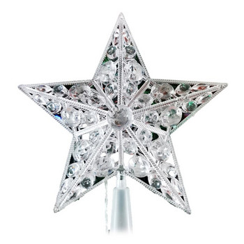 Коледна елха в скандинавски стил Звезда с LED светлина Захранвани с батерии изкуствени кристални мъниста Приказна лампа на върха на дърво Парти декор